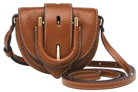 Fossil Harwell Damen Leder Micro Flap Crossbody Geldbörse Handtasche für Frauen, Braun, Einheitsgröße