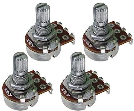 FLEOR 4PCS Guitar Tone Volume Control Pots A500+B500 Set with Bayonet L15mm Short Split Shaft for Electric Bass Guitar((Set of 2A2B)