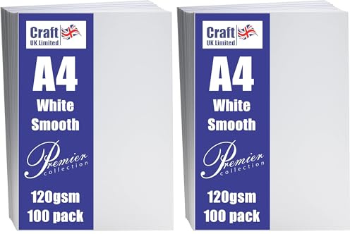 Craft UK W125 A4 White Paper 120 GSM - 100 Sheets (Pack of 2)
