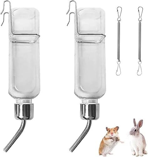 SIGANDG 2pcs Distributore Di Acqua Per Animali Domesti 350ml,Borraccia Acqua per Piccoli Animali,d'acqua per conigli,Gravità Automatica Acqua Bottiglia Conigli,Adatto per roditori, gatti,conigli