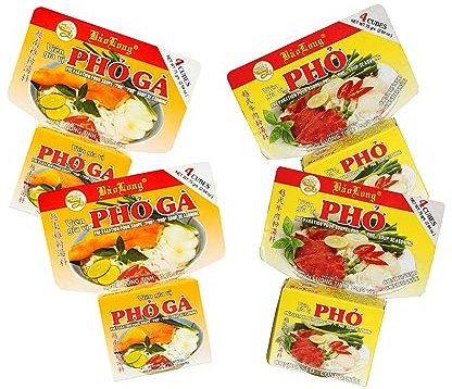 Pho Bo Ga Suppengewürz - Viererpack - Bouillonwürfel - 2x Rind + 2x Huhn - Vietnamesische Würzmischung für Reisnudel Suppe - OG ASIA - 4er Pack - 300g