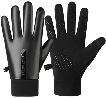 Long Keeper Lederhandschuhe Herren Winter - Warm Touchscreen Handschuhe Leder Gefüttert Anti Rutsch Outdoor Handschuhe Sport Fahren Winterhandschuhe, One Size