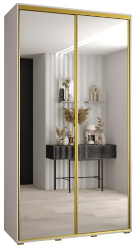 Kleiderschrank mit Spiegel Davos 2 Garderobenschrank - Schrank Schlafzimmer - Mehrzweckschrank 2 Schiebetüren - Regalen - Flur Möbel - Kleiderstange Schrank - Allzweckschrank - closet - Gaderobe