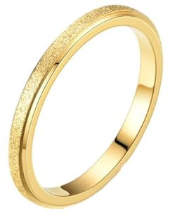 Homxi Edelstahl Ring Damen,Matt Rund 2MM Ringe Gold Damen Ring für Damen Größe 62 (19.7)
