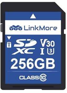 LinkMore XV13 SD 256GB Tarjeta SD, Tarjeta de Memoria Compatible con cámara, SD Card UHS-I, U3, V30, Clase 10, SD 256 GB elocidad de Lectura de hasta 98 MB/s, Velocidad de Escritura de hasta 75 MB/s