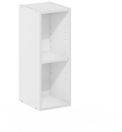 Furinno Fulda Librería con Estantería para Ahorrar Espacio de 2 Niveles, Anchura 20 cm, Blanco