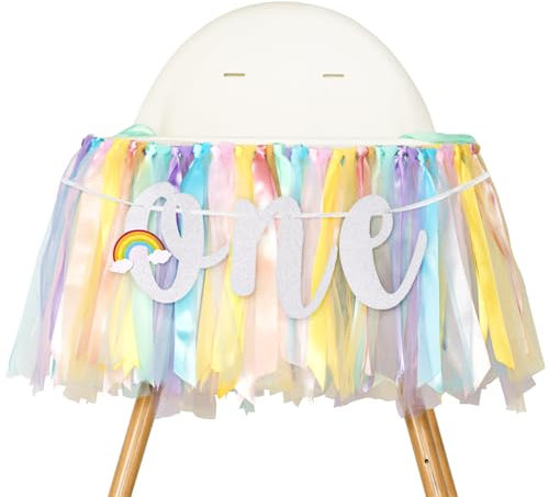 G2PLUS Rainbow ONE Highchair Banner: 1st Birthday High Chair Banner, for Baby 1st Birthday Party, Photo Props