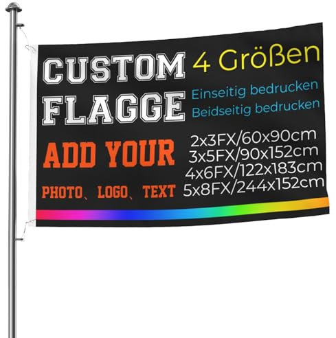 Fahne Selbst Gestalten, flagge selbst gestalten, (4 Größen) Personalisiert flagge Einseitiger/Beidseitiger Druck, Druck Eigenes Logo/Bild/Wörter, Für Den Innen Außenbereich 2x3FT/60x90cm【Einseitig】