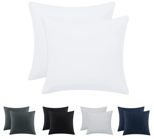 Tifschlaf Kissenbezug 80x80 2er Set - Kopfkissenbezug 80 x 80 Weiß mit Reißverschluss aus Mikrofaser Weich, 80x80cm Weiss Pillow Case