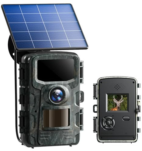 VOOPEAK Wildkamera mit Solarpanel, 4K 48MP Wildkamera mit Nachtsicht Bewegungsaktiviert, Wildtierkamera IR mit 2,0'' LCD Bildschirm 120° Weitwinkel IP66 Wasserdicht für die Wildtierüberwachung