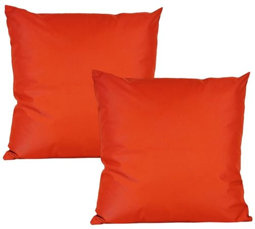 JACK 2er Set Outdoor Kissenhülle Kissenbezug 50x50cm Wasserfest Sitzkissen Lounge Kissen Garten Stuhl Lotus Effekt, Farbe:Orange