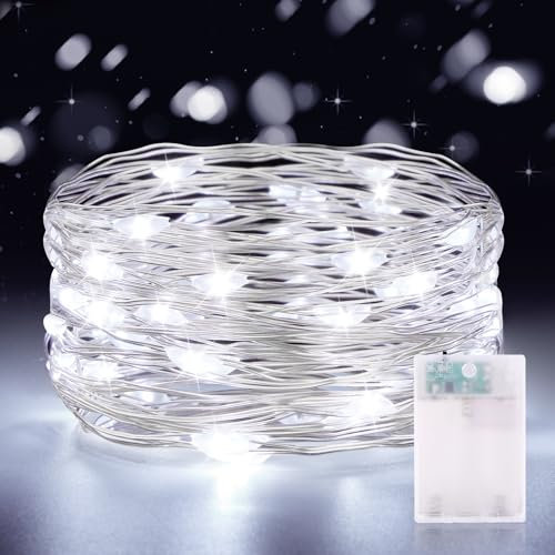 Lichterketten Batterie Timer, 5M 50 LED Kupferdraht Lichterkette Micro LED Lichterkette für Zimmer Party Garten Weihnachten Halloween Hochzeit Deko DIY