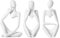 Qaestuan 3 Stück Denker Statue, Moderne Figuren Abstrakte ästhetische Skulptur, Denker Figur Ornamente, Minimalistische Kunst Statue, für Wohnzimmer, Bücherregal, Esstisch und Büro (Weiß)