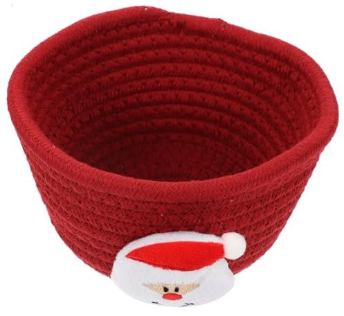GREENADSCAPE Storage Box Woven Storage Basket Christmas Rope Basket Christmas Storage Basket Mini Easter Basket Christmas Baskets Bread Basket Small Woven Basket Red Cotton Thread