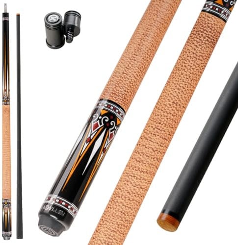 KONLLEN KL-15F Serie Taco de Billar de Fibra de Carbono, Taco de Billar Profesional, Cubierta de Cuero/Sin Envoltura, Tecnología de Carbono, Baja Distracción, 147 cm, Punta de 12,5 mm, Taco de Billar
