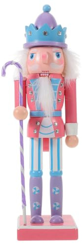 Gatuida Christmas Decor Nutcrackers Ornament: Christmas Nutcracker Soldier 9.8 Inches Figur Pink Wood Kitchen Counter Storage Dining Table Service Workshop Bench Layout