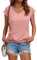 Suncife Womens Summer Casual Loose Fit T Shirt Cap Sleeve V Neck Tshirts Tops (Pink,M)