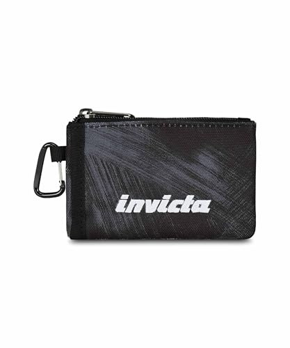 Invicta Portafoglio, Nero, Portafogli Con Scomparti Porta Tessere e Carte Di Credito, Con Moschettone e Chiusura Zip, Accessori Per Ragazzo e Ragazza