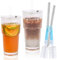 2 Stück 600ml Glasbecher mit Deckel und Strohhalm, Gerippte Trinkgläser, Trinkbecher Bubble Tea Becher, Eiskaffee Gläser, Smoothie Gläser, 2 Glas Strohhalme + 2 Edelstahlstrohhalme + 2 Pinsel Reinigen
