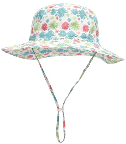 Malaxlx Unisexe Bob Bébé Chapeau de Soleil Fleur de Marguerite Chapeau de Pêcheur Enfant Chapeaux de Seau Large Bord Chapeau de Plage Visière pour 2-6 Ans Fille Garçon