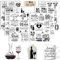 Rub On Sticker Wein, 6 Stück A5 Rub On Aufkleber, Folie Transferaufkleber, für Möbel, Glas, Holz, Scrapbooking, DIY Basteln Deko (Wein)