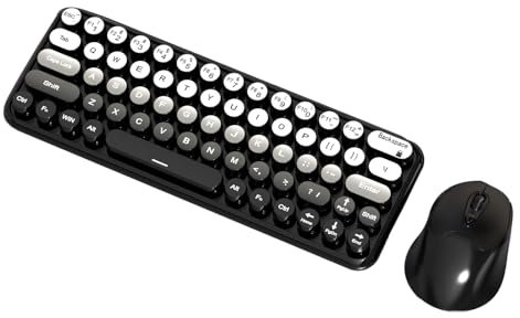 Teclado y Ratón Inalámbrico,Teclado y Raton Inalambrico Ergonómico,Tamaño Completo con Teclado Numérico,Receptor USB 2.4 GHz,Fácil de Configurar para PC/portátil/Mac/Window