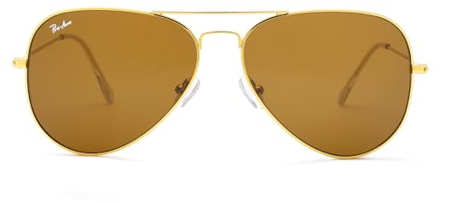Pro Acme Pilot Sunglasses Women Men 100% Real Glass UV400 Lens Classic Sunglasses UV400 Protection(Gold Brown)