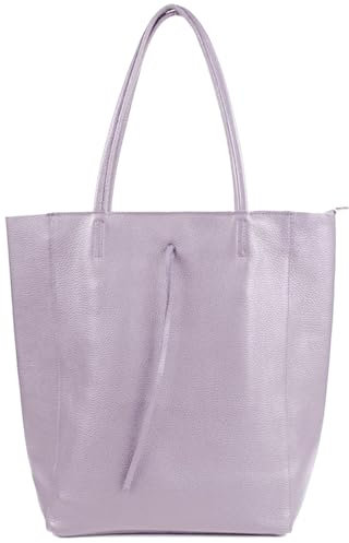 Sa-Lucca Damen Schultertasche/Shopper echt Leder mit Reißverschluss in vielen Farben (Flieder)