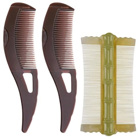 OYZOQ 3 pz Pettine Antiforfora,Pettine a denti Cavi per Cuoio Capelluto Antiforfora, pettine crosta lattea neonato, pettine capelli a Pressione con Manico per Raschiare la Pelle