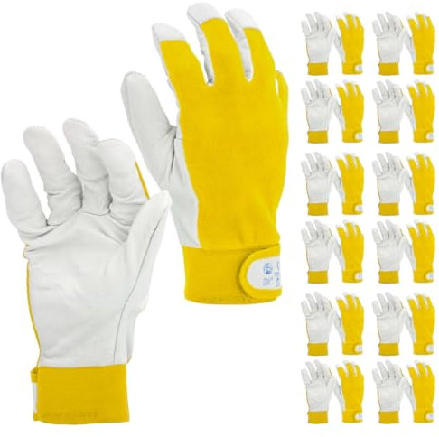 STI Guanti da lavoro in Pelle di Vitello e Cotone antinfortunistica meccanica giardino 7 S (Pacco da 12pz)