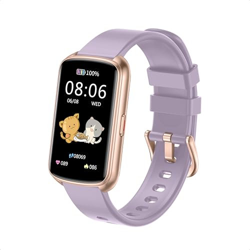 Runlio Fitness Tracker, 1.47 Inch Smartwatch, Touchscreen Activity Tracker with Thin Smartband Design, 5ATM Waterproof Fitness Watch Blood Oxygen Heart Rate Monitor for Android/iOS (Light Purple)
