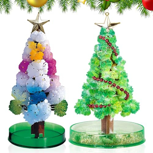 Lot de 2 Mini Sapin de Noel Papier, Arbre Magique Sapin de Noël Enfant, Coloré Magic Tree Arbre Magique Jouet Jouet créatif pour Enfants Mini Sapin de Noël Artificiel Arbremagique pour Enfant