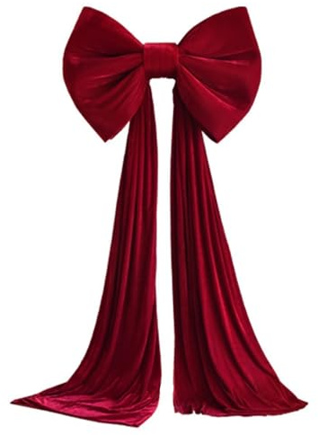 Fiocco puntale per albero di Natale, fiocchi extra large in velluto rosso con coda lunga per decorazioni natalizie per la casa, decorazioni per l'albero di Natale, pareti, feste