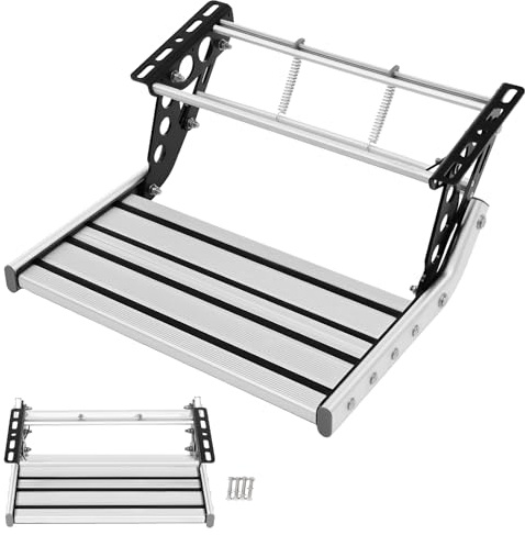 ROGONPDK 330.69lbs Klappbare RV Stufe, RV Camper Stufe, Manuelle Wohnmobil Trittstufe mit LED Licht, Aluminium LegierungStufe, Trittstufe für Wohnmobil, für Wohnmobile und Wohnwagen