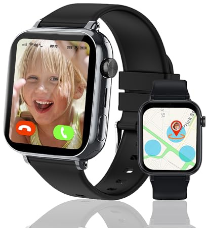 Ruopoem 4G Montre Connectée Enfant, Montre GPS Enfant Tracker avec Appel Vidéo SIM Chat Vocal SOS Réveil Jeux Mode Scolaire Étanche IP68, Montre Telephone EnfantCadeau pour Filles et Garçons