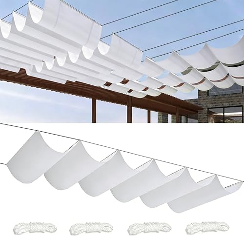 Vela Ombreggiante a Onda Retrattile 0.7x3M Impermeabile Tenda da Sole per Esterno Antivento Telo Parasole con Occhielli Tenda a Vela Parasole per Serre Terrazze Giardino Balcone Bianco