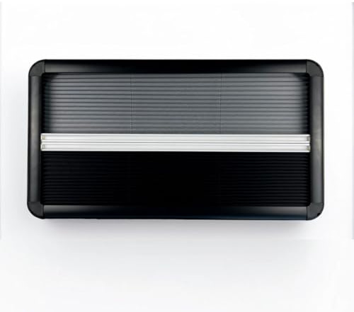 Motorhome Campervan Window Blind with Flyscreen, Black Frame Cassette Blind, Black Pleated Blackout Blind and Insect Screen (110 x 55cm (Overall size 118 x 63cm))
