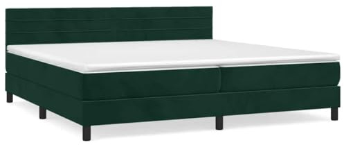 Yisssmeng Boxspringbett Dunkelgrün 200x200 Samt Matratze Höhenverstellbares Kopfteil Doppelbett Luxus Schlafsofa Modernes Design für Schlafzimmer Gästezimmer