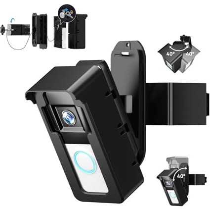NBBX Anti-Theft Doorbell Mount for Ring and Blink Battery Video Doorbells, No-Drill Over-Door Bracket with Security Tether, Adjustable Angle Holder for Flats and Rented Homes, Fits Doors 26.5-52.5 mm