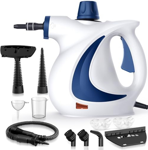 QumKal Handheld Steam Cleaner, High Temperature Multipurpose Steam Cleaner Handheld with 11 Accessories, 350ML Portable Steam Cleaner for Floor, Carpet, Bathroom, Kitchen, Oven and Windows
