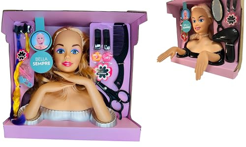 Cabeza de muñeca para maquillar y peinar con accesorios a la moda, para peluquería, esteticista, juguete de peluquería, estilo de pelo de princesa, salón de belleza, juego de maquillaje de cabeza para