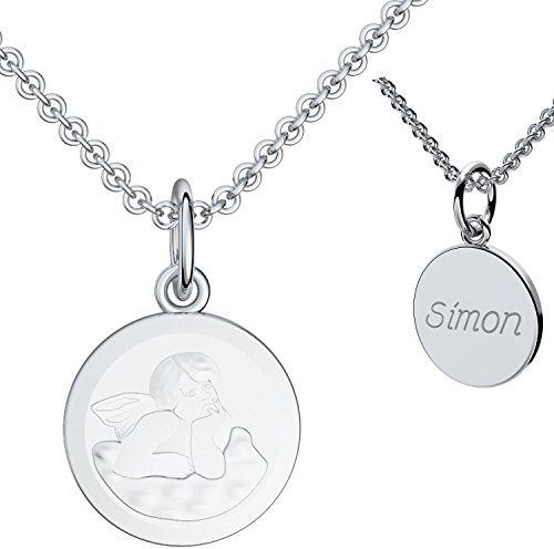 Taufkette Engel Kette Gravur Silber 925 inkl. Gratis Luxusetui Schutzengel | persönlich individuell gravierbar Engelanhänger Taufe Patengeschenk Patenonkel Patentante Taufgeschenk
