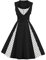 Axoe Damen 50er Jahre Cocktailkleid Rockabilly Elegantes Faltenrock Festliches Partykleider Vintage Kleid Audrey Hepburn Abendkleider mit Polka Dots Knielang, Schwarz-weiß, XL (44 EU)