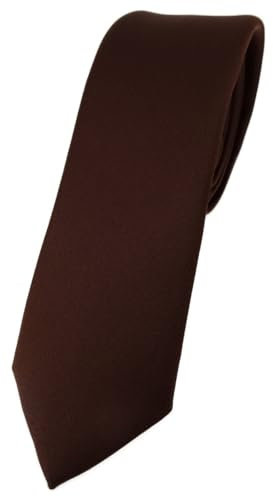 TigerTie Herren Krawatte – schmale 5,5 cm Krawatte in dunkelbraun einfarbigem Design, ideal für Geschäftstermine, festliche Anlässe und die Freizeit