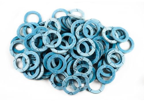 KINETICS LINE Flachdichtung 3/4 Zoll Spezial (24 x 16 x 2 mm) 100 Stück Dichtungen für Gasanlagen, Klimaanlage, Solar, Sanitär, Verstärkt mit Kevlar® Aramidfaser (bis zu 350°C)