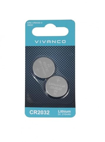 Vivanco 38031 Lithium-Knopfzellen CR2032, 210 mAh, 3 V, 2 Stück
