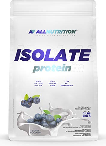 ALLNUTRITION Isolate Whey Protein Powder Muskelaufbau - Nahrungsergänzungsmittel mit verzweigten Aminosäuren BCAA Pure Isolate Bodybuilding Shake - Glutenfrei 908g Heidelbeere
