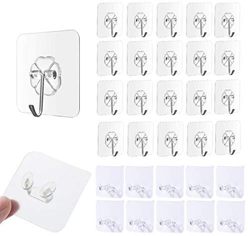 Yolistar Gancho Adhesivos de pared de 30 piezas, gancho de pared impermeable resistente al aceite para baño, cocina y sala de estar, para Familia y Oficina