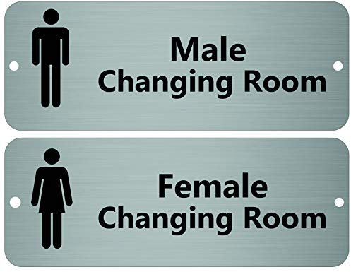 Male Female Changing Room Signs (200mm x 75mm Twin Pack) UK Made screw holes and non screw hole optional