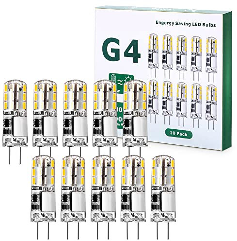 Tailcas G4 LED Lampen 1.5W, 12V AC/DC Warmweiß Birnen(ersetzt 20W Halogenlampen), 180LM G4 Stiftsockel Warmweiss 3000K, Nicht Dimmbar Kein Flackern,10er Pack